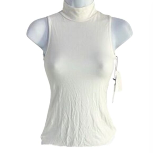 1.State White Turtleneck Sleeveless Pullover Top Women’s Size XXS NWT - Picture 1 of 9